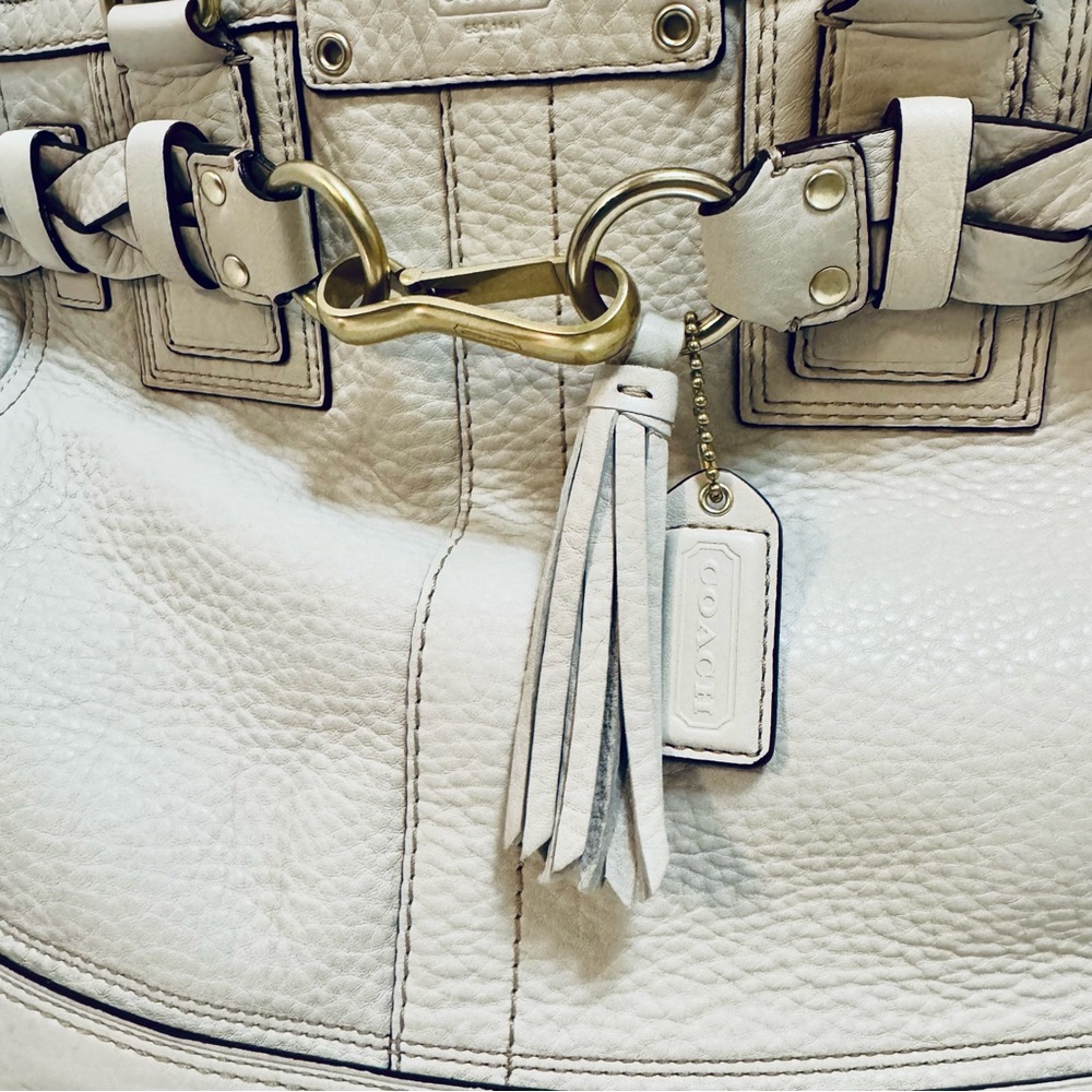 Coach Hampton Ivory Pebbled Leather Satchel - Picture 2 of 9